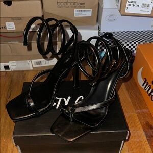 Nasty Gal Black Strappy Heels